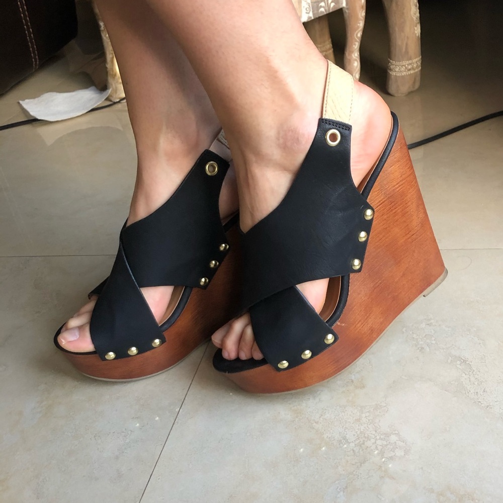 Call it Spring Black Wedges